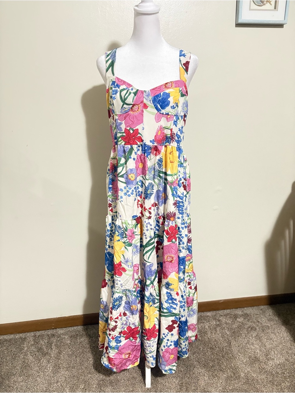 Floral Patchwork Maxi Dress — White Multicolor